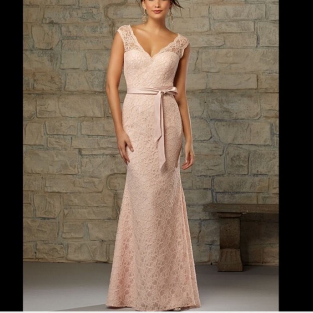Mori Lee Lace‎ Bridesmaid Dress Cream - Picture 2 of 16